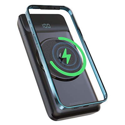 Batería Externa Magnética,10000mah Powerbank Carga Rapida(PD 22.5W&QI 15W),Cargador Portatil Magnético para la Serie de iPhone 12,Bateria Externa Inal