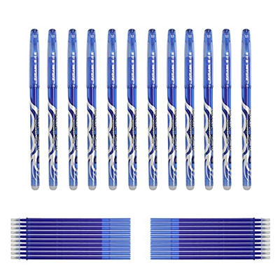 Lamitocs - Juego de 12 bolígrafos borrables y 20 recambios de bolígrafo, bolígrafo de gel borrable de 0,5 mm para estudiantes, material de oficina, es