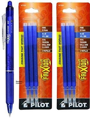 Pilot FriXion Clicker -1 Bolígrafo Borrable Frixion Clicker Azul y Seis Recambios
