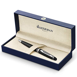 Waterman Expert bolígrafo, con adorno cromado, punta media con cartucho de tinta azul, estuche de regalo, color negro mate precio