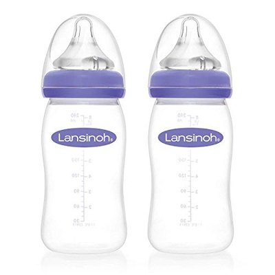 Lansinoh mOmma - 2 botellas con amplia pezones cuello tamaño onda natural M, 240 ml