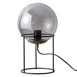Dyberg Larsen Moon lámpara mesa, bola vidrio gris características