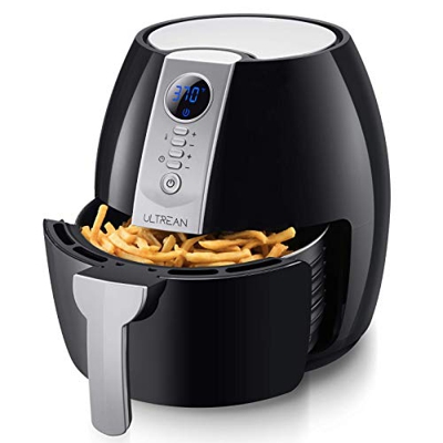 Ultrean Freidora de Aire, 4L Freidora Sin Aceite, Air Fryer con Pantalla LCD Digital, Sarten Antiadherente,Temperatura y Tiempo Ajustable, Sin BPA Ni 