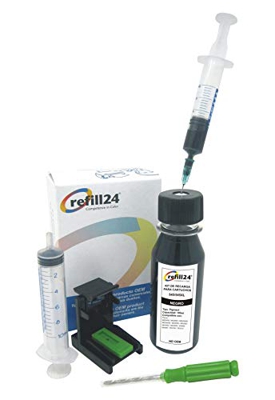 Kit de Recarga para Cartuchos de Tinta Canon 545, 545 XL Negro, Incluye Clip y Accesorios + 100 ML Tinta