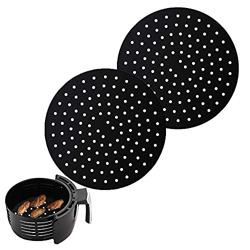 LELE LIFE Juego de 2 alfombrillas reutilizables de silicona para freidora de aire, antiadherentes, color negro, de silicona, para colocar el papel de  en oferta