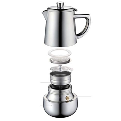 Cafetera Máquina de café de acero inoxidable, Máquina de café espresso for el hogar, Máquina de café manual, Múltiples tamaños disponibles Con un filt