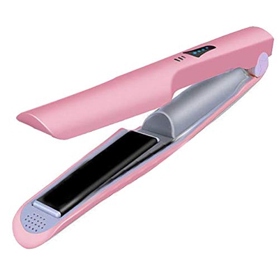 szlsl88 Plancha de pelo, herramienta de carga, rizador de pelo, mini inalámbrico, plancha plana B (rosa)