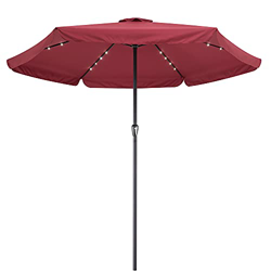 Kingsleeve Sombrilla de Aluminio con 24 Leds solares Rojo con manivela Parasol Ligero jardín terraza Playa balcón precio
