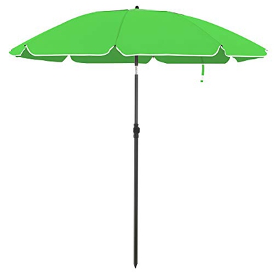 SONGMICS Parasol de playa Ø 1,6 m, Sombrilla de jardín con protección UPF 50+, Inclinable, Portátil y resistente al viento, Varillas de fibra de vidri