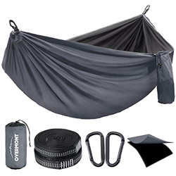 OVERMONT Hamaca Camping Viaje Dobles Capas Máx 400kg Capacidad de Carga Nylon Paracaídas|2 Mosquetones Premium|2 Correas de Nylon |Hamaca Interior Ext características