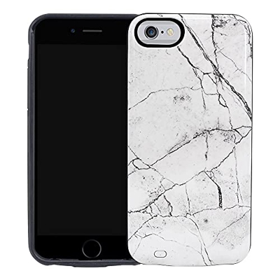 HiKiNS Funda Batería para iPhone 8/7/6/6s 5000mAh White Marble Design Estuche de Carga de Respaldo de batería extendido Recargable, Estuche de Cargado