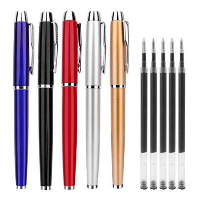 Bolígrafo - 5 Bolígrafos de Metal Noble, Para uso Comercial y Escolar Masculino y Femenino, Bolígrafo Exquisito Para Regalos de Cumpleaños de Empresa,