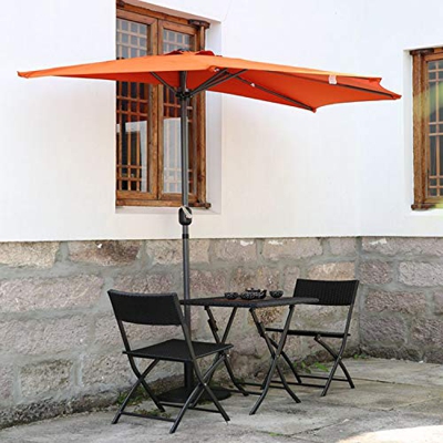 Angel Living Half Circular Parasol, Sombrilla Semicircular 270cm de Aluminio, Mástil Central de Aluminio de 38 mm, para Jardín Patio (Terracota)