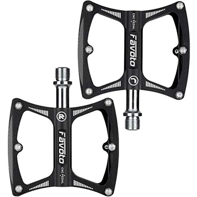 Favoto Pedales de Bicicleta, Pedales Bicicleta Montaña de Aleación de Aluminio Antideslizante con Cojinetes Sellados, Rosca de 9/16" para Adultos BMX 