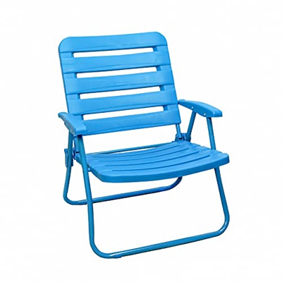 Arcoiris Silla de Jardín Exterior, Interior, Silla Playa, Silla Plegable Aluminio 46x47x31cm (Pack 1, Azul)