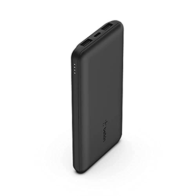 Belkin - batería externa USB-C portátil, 10 000 mAh con 1 puerto USB-C y 2 puertos USB-A, para iPhone, Android, AirPods, iPad y otros, color negro