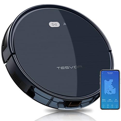 Robot aspirador Tesvor WLAN con tarjeta de estancia en tiempo real, potente aspirador, cerdas de animales y alérgenos, optimizado para alfombras y sue