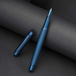 Juego de Pluma Estilográfica Bosque en Azul Oscuro con Plumilla Extrafina, Diseño Clásico con Convertidor y Estuche Metálico de Hongdian en oferta