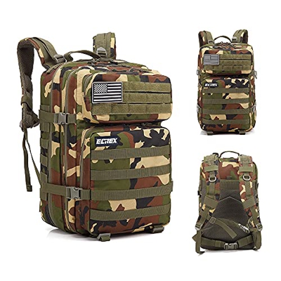 Mochila 45L Táctica Militar USA Impermeable para Crossfit Caza Aire Libre Deportes Gimnasio Portatil Oxford 900D (Original Camo)