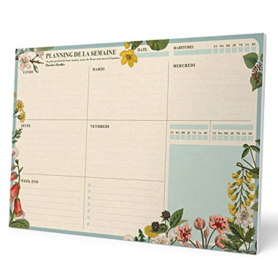 Kokonote Bloc planificador semanal A4 Botanical - Organizador semanal - Planificador semanal - Planning escritorio,Planificador en francés -Organizado