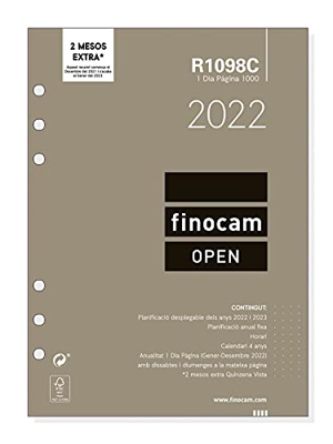 Finocam - Recambio Anual 2022 1 Día Página, de Enero 2022 a Diciembre 2022 (12 meses) 1000 - 155x215 mm Open Catalán