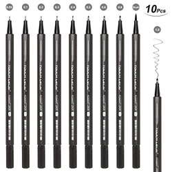 Yideng Fineliner Bolígrafos, 10 unidades, color negro, resistente al agua, con forro de pigmentos, antipurga, para dibujar, dibujar, oficina, escuela, precio