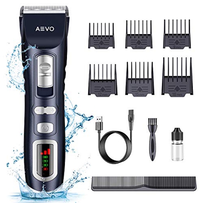 AEVO Cortapelos Electrónico Recargable, Máquina de Cortar Pelo Inalámbrica Batería 2200mAh, Kit Profesional Fácil y Seguro, Longitud Ajustable, con 6