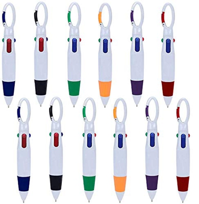 FANTESI 24 Piezas de Bolígrafos de Bola Retráctiles,Bolígrafos Retráctiles Multicolor 4 en 1,Bolígrafos con Hebilla Llavero en la Parte Superior para 