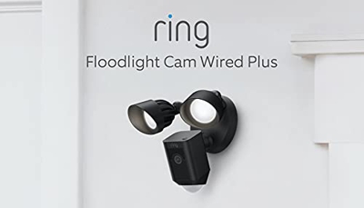 Nuevo Ring Floodlight Cam Wired Plus de Amazon | Vídeo 1080p HD, focos LED, sirena integrada, instalación por cable | Prueba de 30 días gratis de Ring
