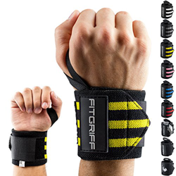 Fitgriff® Muñequeras Gym, Deportivas, Musculación, Gimnasio, Calistenia, Wrist Wraps - Mujeres y Hombres - Black/Yellow características