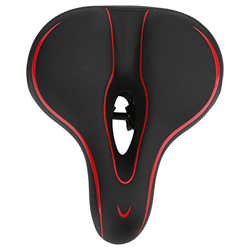KUIDAMOS Sillín de Bicicleta de Poliuretano + Cuero + Acero, Negro, Rojo, Hueco, Funda de sillín de Bicicleta de montaña, conducción Segura con Bolas  precio