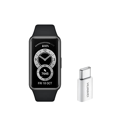 Huawei Band 6 - Pulsera de actividad con monitorización de Oxígeno en sangre (SpO2) 24horas y Adaptador USB-C, Pantalla FullView de 1.47 pulgadas, Bat