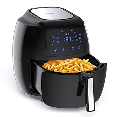 Tomons Freidora sin Aceite 5.5L Airfryer, Freidora Aire XXL Aerofreidora con 8 Programas, con Recordatorio de Alarma, Control Táctil, Pantalla Digital