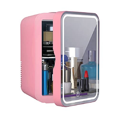 Xgxyklo Mini Nevera 8 litros, Nevera Portátil Belleza De Espejo con Iluminación LED, AC/DC Refrigerador Termoeléctrico Y Más Caliente De Cuidado De La
