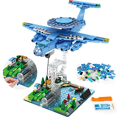 HOGOKIDS Bloques de construcción de Suspensión Aviones Juguetes: 409 Piezas Alerta temprana de la Ciudad Avión Educativo Creativo Ladrillos de Regalo 