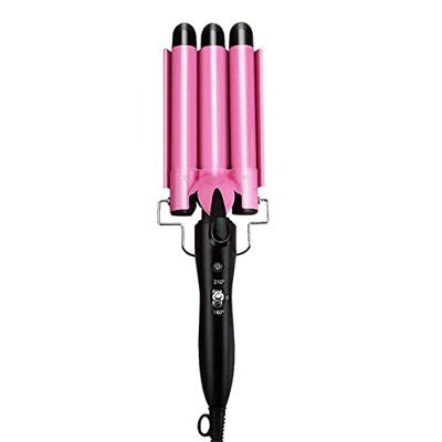 Cerámica Rizador De Pelo, Varilla De Rizador De 3 Barriles,Bigudí De Pelo Del Rollo De Huevo,Temperatura Ajustable, Calentamiento Rápido, Termostático