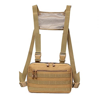 DONGKER Equipo de Pecho Táctico, Molle Bolsas de Chaleco Paquete de Pecho de Combate Táctico para Deportes Al Aire Libre Correr Senderismo Montar en P
