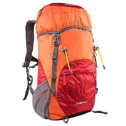 G4Free Mochila ligera de senderismo plegable de 40 l para viajes, camping, mochila plegable (naranja/rojo-grande) características