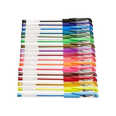 Amazon Basics – Juego de bolígrafos de gel multicolor, prémium, con base giratoria para dibujo, 100 unidades