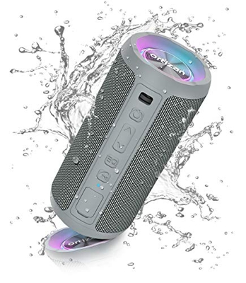 Ortizan Altavoz Bluetooth inalámbrico portátil, luz LED, reproducción IPX7 30H, Volumen más Alto y Bajos mejorados, Duradero para Viajes, al Aire Libr