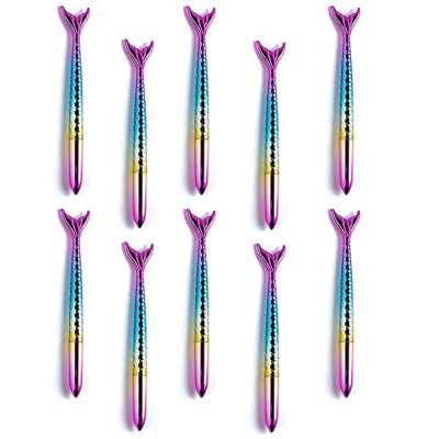Sirena Bolígrafo, 10 Piezas Cola de Pescado Bolígrafo, Bolígrafo de Cola de pez Creativo, Concha de Color Degradado Se Utiliza para Escribir, Material