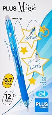 Bolígrafo Plus Magic Click Azul. Caja de 12 bolígrafos.