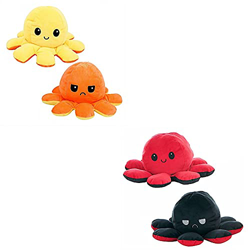 2 Pulpos Reversibles con 4 Colores, Peluches de Pulpos Reversibles, Juguete para Niños, Peluches de TikTok, Doble Cara, Octopus Reversibles, Muñeco de características