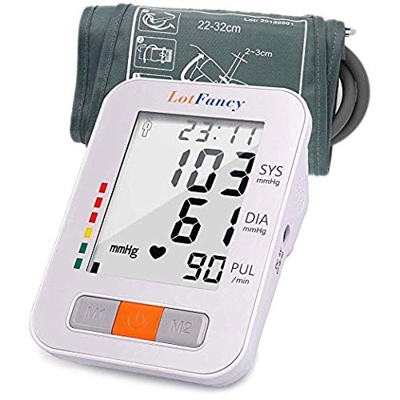 LotFancy Tensiómetro de Brazo Digital, Brazalete de Brazo Superior BP Esfigmomanómetro Digital Superior de 180 Lecturas (9-13")