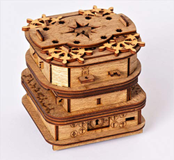 Cluebox, Un juego de escape en una caja, el cofre de Davy Jones, rompecabezas 3D de madera cada de regalo, caja de trucos en oferta