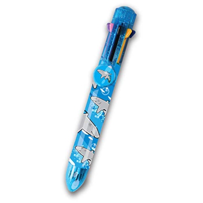 Rainbow writer - Tiburón, bolis de colores de Deluxebase. Bolígrafo automático 8 en 1, bolis bonitos muy originales para niños e ideal como material d