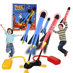 FORMIZON Cohete Juguete, Doble Lanzador de Cohetes de Aire al Aire Libre, Lanza Cohetes Playset Conjunto con 8 Cohetes de Espuma, Los Mejores Regalos  precio