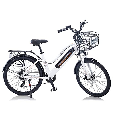TAOCI Bicicletas eléctricas para mujeres adultas, todo terreno 26" 36V 350W E-Bike Bicicletas Shimano 7 velocidades Ebike montaña para el trabajo al a