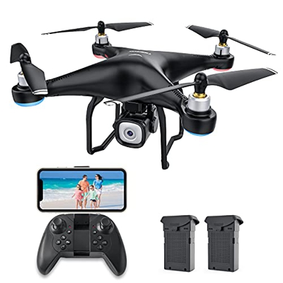 RC Drone con Cámara HD 1080P,Dual Automático Evitar obstáculo Sensor de Gravedad Vuelo en Pista,Regreso con Solo Botón, 3D Flip, 2 Baterías, Negro