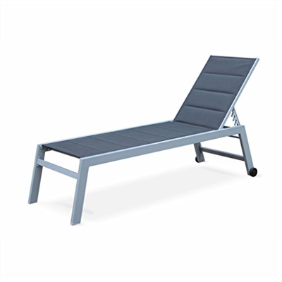 Alice's Garden Tumbona de Aluminio Gris y textileno Negro, reclinable 6 Posiciones | Solis